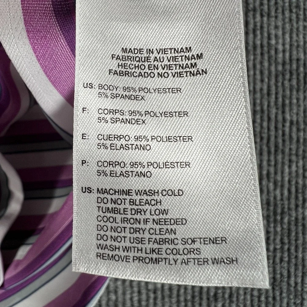 Adidas Polo Shirt Mens XL Extra Large Purple Striped Short Sleeve Golf Casual